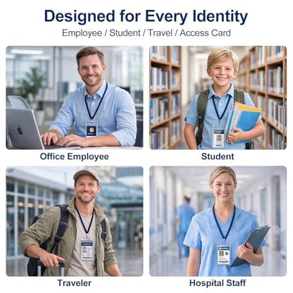 6 Pack Badge Holder, Plastic ID Badge Holder, Clear Waterproof ID Card Holder with Resealable Zip, 2.5" x 3.8" Vertical Name Tag Holder for Nurses and Office, Fits ID Card/Credit Card/Student Card