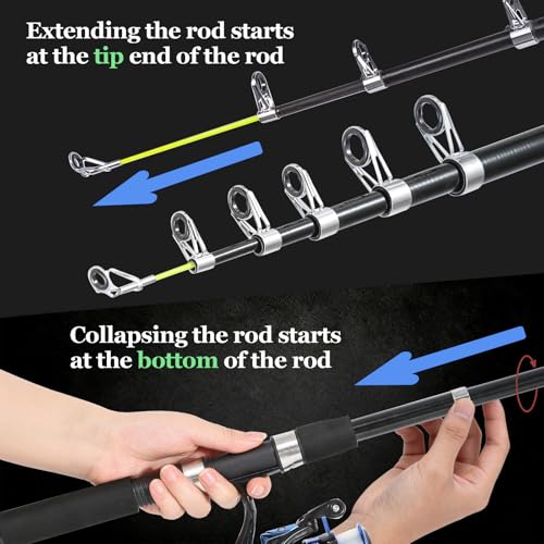 Tripquips 6.9FT Telescopic Fishing Rod - Lightweight Spinning Fishing Pole for Freshwater and Saltwater Anglers - color: BLUE