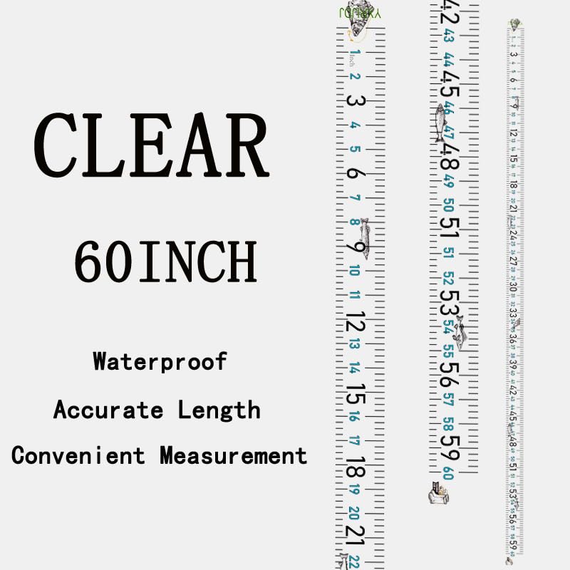 60" Fish Measuring Ruler Sticker for Boat 2 Pcs Strong Self Adhesive Transparent Waterproof Decal Tape Measure Clear Boat Accessories (60+36 inch) - size: 60+36 inch