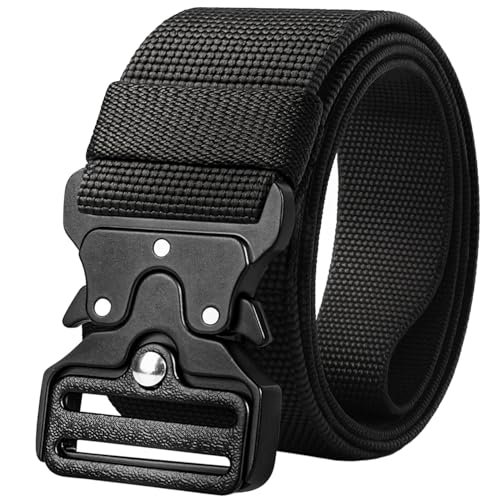 TECEUM Tactical Belt – Heavy-Duty & Quick Release – Military, Work, Rigger, Duty & Utility Belt for Men - color: Buckle 3 - Black, style: Medium-for Waist 36"-42" (Length 49")