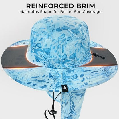 KastKing Sol Armis UPF 50 Boonie Hat - Sun Protection Hat, Fishing Hat, Beach & Hiking Hat, Paddling - color: B1: Prym1 Seafoam, size: With Neck Shield