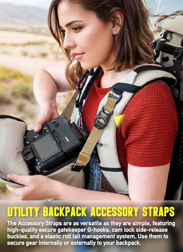 Molle Tactical Backpack Straps 24" Adjustable, Rush Tier System Molle Accessories for Military Assault Backpack Army Rucksack Attachment Nylon Compression Tie Down Strap for Tripod Gear, Sleeping Bag - color: Khaki 4packs, style: Style B