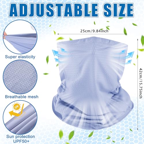 Geyoga 3 Pcs Cooling Neck Gaiter for Men Women Breathable Mesh UV Protection Summer Neck Cover with Mesh Hole Strap Neck Wrap - color: White, Light Gray, Haze Blue