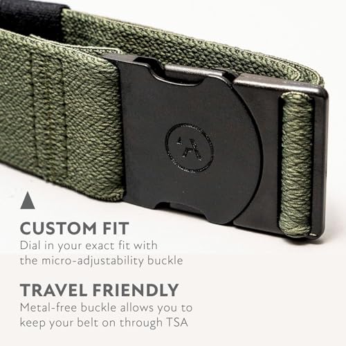 Arcade The Original Unisex Adventure Belt, Heavy Duty Elastic Webbing, Non-Metal Travel Friendly Buckle - color: Ranger - Ivy Green, size: Standard (Up to 40"); 1.5" Wide