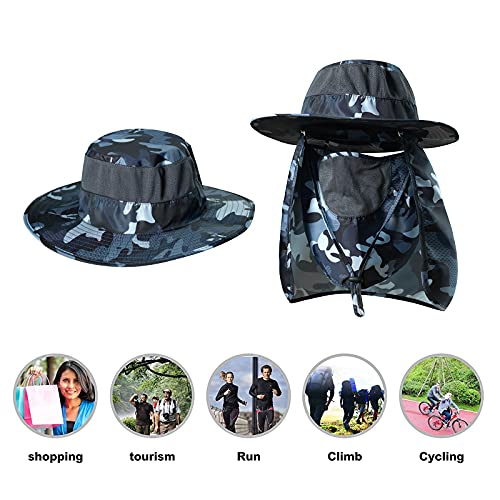 Fishing Hat,Sun Cap with UPF 50+ Sun Protection and Neck Flap,for Man and Women - color: Camouflage Khaki