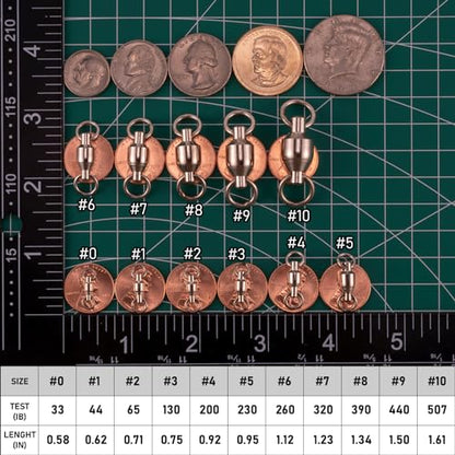 Dr.Fish 20 Pack Fishing Swivels, Ball Bearing Swivels Fishing Tackles, Copper Stainless Steel Solid Rings High Strength Barrel Swivels Saltwater Fishing Swivels - size: #10-507LB-20 Pack