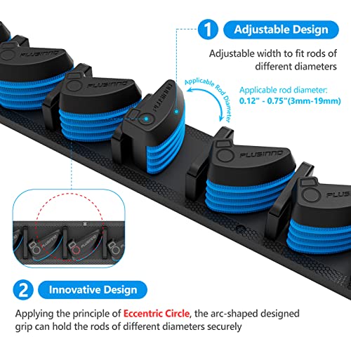 PLUSINNO 2 pack Vertical Fishing Rod rack, Wall Mounted Fishing Rod holder, 2 Packs Fishing Pole Holders Hold Up to 18 Rods or Combos, Fishing rod holders for garage, Fishing Gear and Gifts for Men - style: Blue 2-pack (store 18 combos)