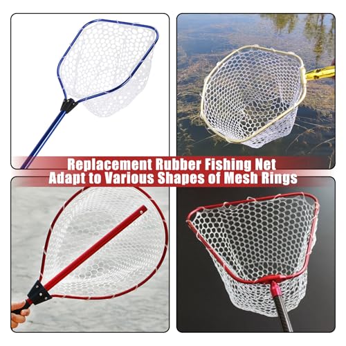 Fishing Landing Net Trout Net Replacement Netting with Rubber Mesh for Fish Fly and Fishing Landing - color: White Rubber Fishing Net, size: Dia 50cm*Dep 26cm(Cir 150cm)