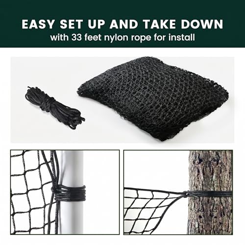 Golf Net for Hitting Practice, 10Ft to 50Ft Golf Ball Netting with 33Ft Hanging Nylon Rope,Also Use as Baseball, Hockey, Soccer, LAX Sport Net,Indoor and Outdoor. - size: 15x50 feet