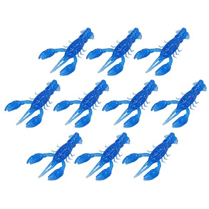 Flexible PVC Soft Fishing Lure Crawdad Baits, Set of 10 Portable Shrimp Lures, Reusable Elastic Bait for Outdoor Fishing Enthusiasts - color: Blue