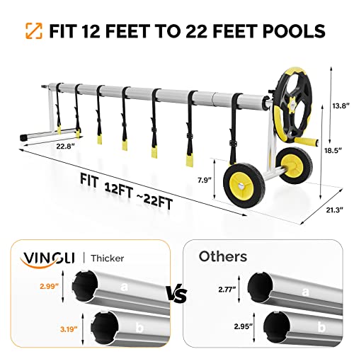 VINGLI Pool Cover Reel Set Solar Pool Cover Reel for Inground Swimming Pool, Aluminum Solar Swimming Inground Cover Blanket Reel (Upgrade) (21 FT) - size: 16' (Round)