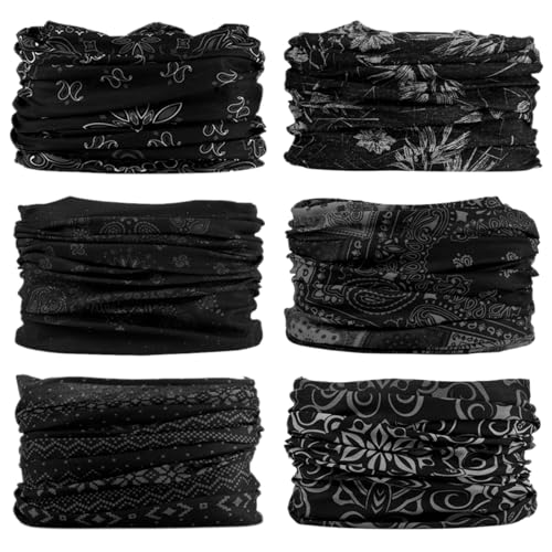 Neck Gaiter for Men Women Headwear Bandana Head Wrap Face Scarf Mask Cover Warmer Balaclava-Seamless & Versatile - color: A-black Style