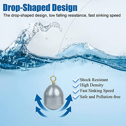 Fishing Weights Sinkers Kit,19/52pcs Bass Casting Sinkers Weights Bell Sinkers Assorted Iron Fishing Weights Drop Catfish Sinkers Weights for Saltwater Freshwater Fishing - style: 52pcs Kit