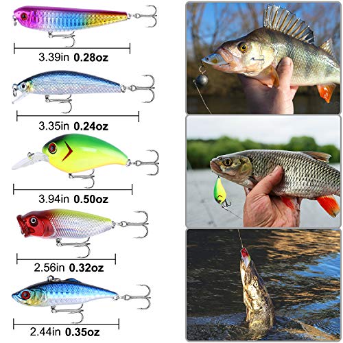 PLUSINNO Fishing Lures, 292/210Pcs Tackle Box with Tackle Included, Crankbaits, Hooks, Weights, Fishing Accessories kit, Fishing Bait Lure Gear Kit Gift for Men Bass,Trout - color: 189pcs Fishing Accessories Kit
