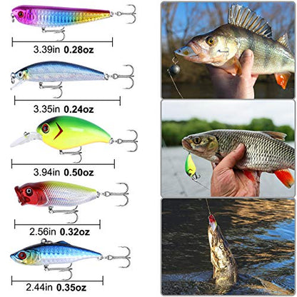 PLUSINNO Fishing Lures, 292/210Pcs Tackle Box with Tackle Included, Crankbaits, Hooks, Weights, Fishing Accessories kit, Fishing Bait Lure Gear Kit Gift for Men Bass,Trout - color: 189pcs Fishing Accessories Kit