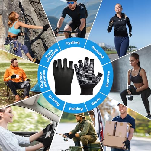 Summer Touchscreen Gloves for Women and Men, Anti-Slip Light Weight Half-Finger Gloves for Hiking, Warm Glove Cycling Driving, Cold Weather, Running, Outdoor Sports, Daily Work
