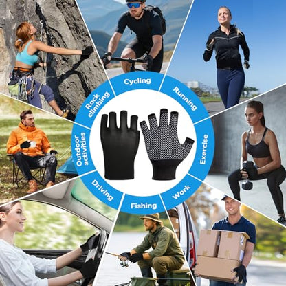 Summer Touchscreen Gloves for Women and Men, Anti-Slip Light Weight Half-Finger Gloves for Hiking, Warm Glove Cycling Driving, Cold Weather, Running, Outdoor Sports, Daily Work