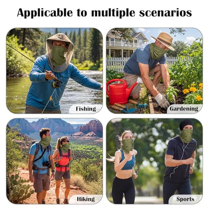 Geyoga 2/4 Pack Cooling Neck Gaiter Summer Breathable Balaclava Face Mask with Mesh Holes UV Protection Sun Scarf Men Women - color: Dark Green