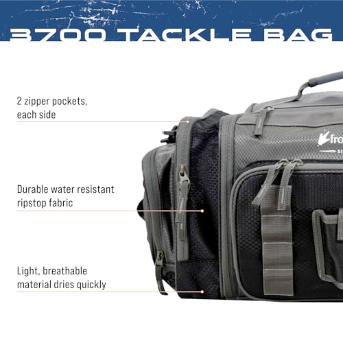 FROGG TOGGS Heavy Duty Fishing Tackle Duffle Bag, Includes Bait Trays - color: Black, style: 3700
