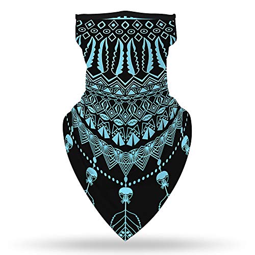 YAYOUREL Neck Gaiter Face Mask Bandanas for Men Women UV Face Scarf Cover Ear Loop Hole Facemask for Fishing Running Cycling - color: Blue Blue Black