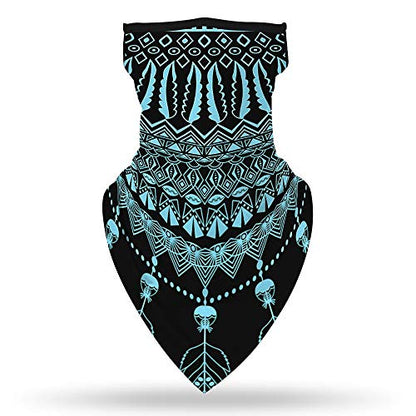 YAYOUREL Neck Gaiter Face Mask Bandanas for Men Women UV Face Scarf Cover Ear Loop Hole Facemask for Fishing Running Cycling - color: Blue Blue Black