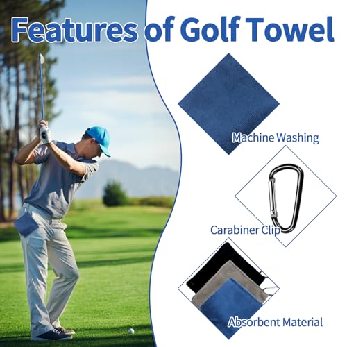 3PCS Golf Ball Towel Small Pocket Towel with D Clip Fast Drying Easy Clean Portable Golf Ball Cleaner Pouch Outdoor Accessories for Beginners Men Women