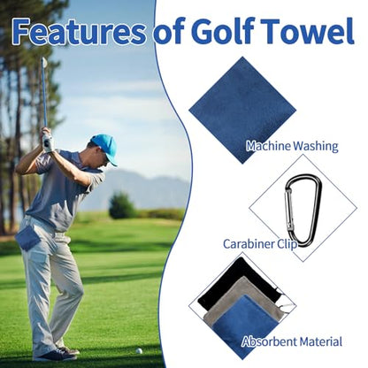 3PCS Golf Ball Towel Small Pocket Towel with D Clip Fast Drying Easy Clean Portable Golf Ball Cleaner Pouch Outdoor Accessories for Beginners Men Women