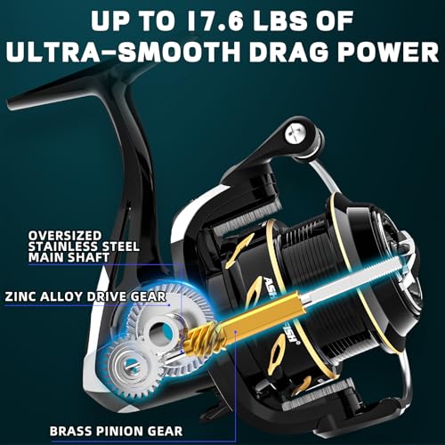 Ashconfish DF Series Spinning Reel Saltwater & Freshwater Fishing Reel, Lightweight Nylon/Fiberglass Frame, 7+1BB, 5.2:1 Gear Ratio,Long-Distance Casting DF - size: 5000, style: Shallow Spool Line Cup(dfb)