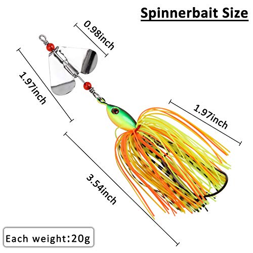 Bass Fishing Spinner Bait Lures, Multicolor Buzzbait Metal Jig Fishing Lure Kit Swimbaits for Bass Pike Trout Freshwater Saltwater Fishing - color: 6pcs