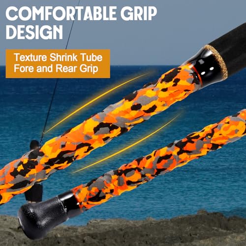Sougayilang Surf Spinning Fishing Rod Carbon Travel Surf Rod M/MH 3 Piece Spinning Fishing Rod 9'/10'/11'/12' - color: orange, size: 9ft-Spinning-3Pc-M