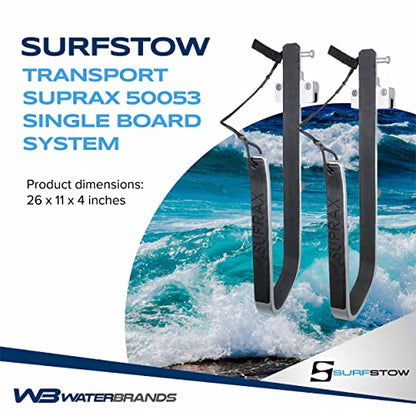 SurfStow SUPRax 50053 Square Rail Pontoon Boat Mount Single Board | Stand-Up Paddle Board Rack | SUP Board Storage | Pontoon Boat Accessories | Metallic | 26 x 11 x 4 inches