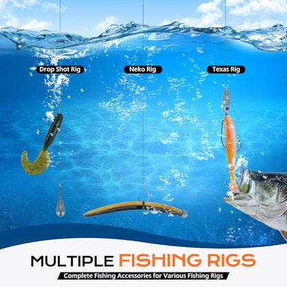 PLUSINNO Fishing Gear Accessories Kit, 449PCS Fishing Tackle Box with Tackle Included, Fishing Hooks, Fishing Weights Sinkers, Jig Heads, Fishing Tackle Set Equipment for Bass Trout, Gifts for men - color: 449PCS Fishing Tackle Kit
