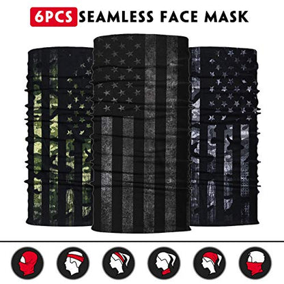 Venswell Neck Gaiter Face Mask Men Women,Seamless Bandana Rave Face Cover Scarf Mask,Balaclava,Headband, Head Wrap,Headwear - color: A-2-flag 3