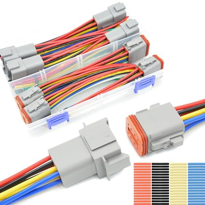 4 Set 8 Pin DT Connector Waterproof Automotive Electrical Butt Connector 16 AWG Wire Connectors Kit with Waterproof Heat Shrink Tubing for Car Truck Boat, 4 Kits (E- 8Pin Wiring 4Pair)… - size: DT Connector 4 Sets 8 Pin