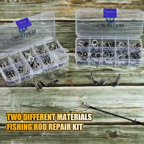 Rod Tip Repair Kit 50pcs Fishing Rod Tips Replacement Set with Storage Box, 10 Sizes Pole Tip Repair Kit - size: A-Iron rod tip kit
