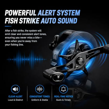 Round DC Baitcasting Reel, Digital Control Anti-Backlash with Signature DC Sound, 7.1:1 Gear Ratio, 17.6LB Drag for Bass Freshwater - color: Left Handed