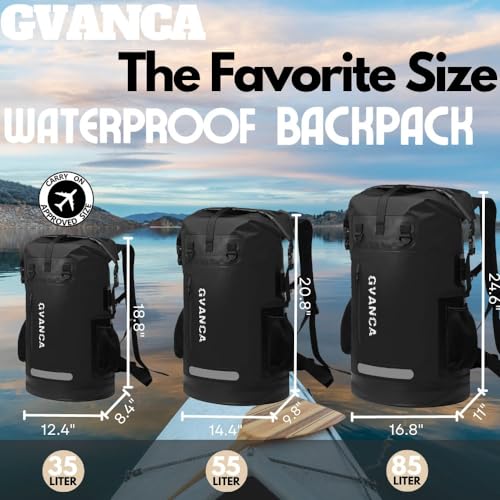 Waterproof Roll Top Kayak Dry Backpack, Floating Outdoor Dry Sack Boating Sailing Canoeing Rafting Fishing Camping 85L Black - color: Black, size: 85L