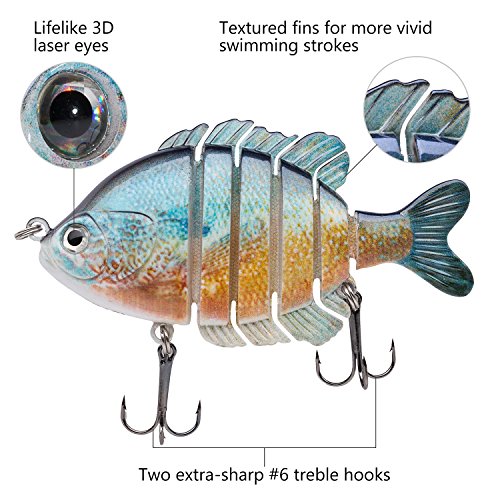 BASSDASH SwimPanfish Multi Jointed Panfish Bluegill Swimbaits Hard Topwater Bass Lures Fishing Lure Crank Saltwater 3.5in/0.85oz - color: Redbreast Sunfish