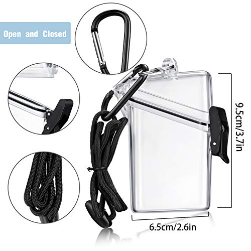 Outus 3 Pack Waterproof ID Badge Holder Case Waterproof Clear Vertical ID Card Holder with Lanyard Carabiner and Keychain Plastic Card Holders Dry Box