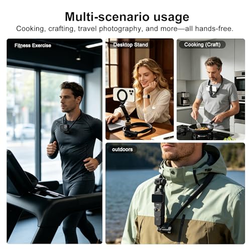 MINIFOCUS Neck Mount Adjustable Vlogging Neck Chest Strap with 1/4" Adapter, Hands Free Camera Lanyar Necklace Holder Compatible with GoPro Hero/Insta 360/Ace/Osmo 360/Nano/Action - color: V4022