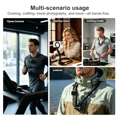 MINIFOCUS Neck Mount Adjustable Vlogging Neck Chest Strap with 1/4" Adapter, Hands Free Camera Lanyar Necklace Holder Compatible with GoPro Hero/Insta 360/Ace/Osmo 360/Nano/Action - color: V4022