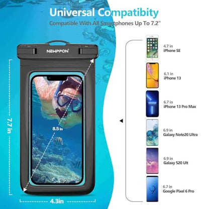 4 Pack 8.5“ Waterproof Cell Phone Pouch - Underwater Dry Bag Case Lanyard -Water Proof Clear Holder Protector for iPhone 17 16 Pro Max Plus Air Samsung Galaxy S25 Ultra Note for Beach Swimming - color: Black+Blue+Green+Pink