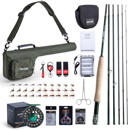 Goture Fly Fishing Rod and Reel Combo & Gear Bag, 9FT Fly Rod, Pre-Spooled Reel, Fly Line, Flies, Leader, Tippet, Forceps, Nipper and Complete Starter Kit - size: 5wt