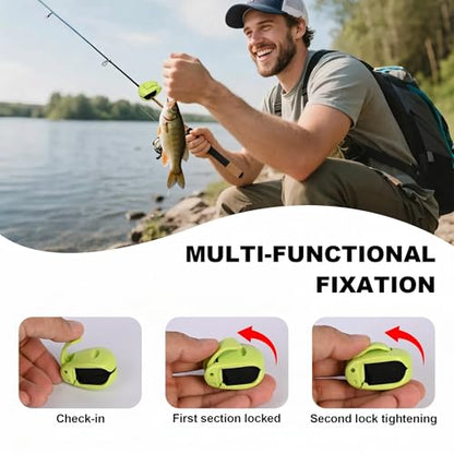Fishing Rod Holder Clip with EPDM Non-Slip Strap, Portable Pole Tie and Wrap Organizer for Spinning, Casting and Telescopic Rods, Protective Rod Band for Travel and Storage
