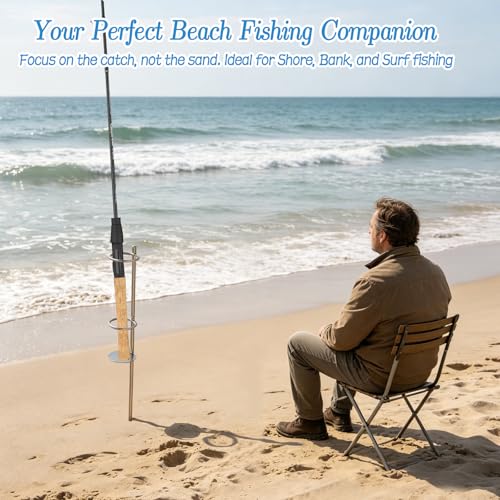 4 Pack 27in Metal Sand Spike Fishing Rod Holder for Surf Fishing for Beaches, Rivers and Sandy Beaches