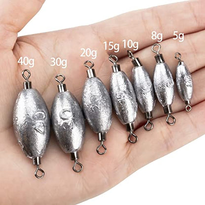 THKFISH Fishing Weights Inline Weights Trolling Sinkers Swivel Weights Quick Set Up Lead Fishing Sinker with Inner Swivel - size: 10pcs-30g(1 oz)