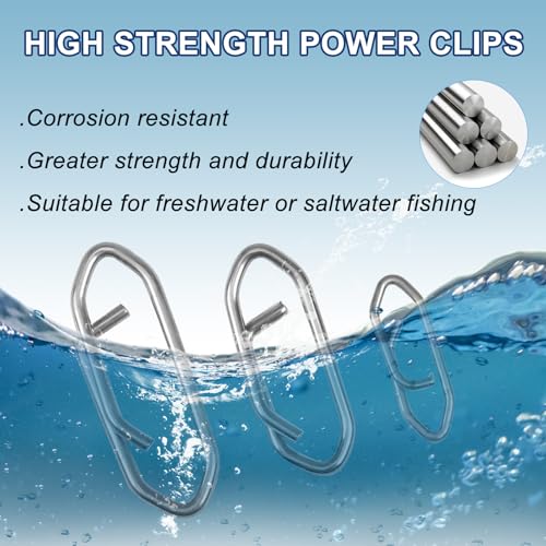 280Pcs Fishing Power Clips, Fishing Speed Clips for Fishing Lure Quick Change, High Strength Stainless Steel Clips Snap Freshwater Saltwater Crankbait Popper Lure Connector Tackle (S:120, M:100, L:60)