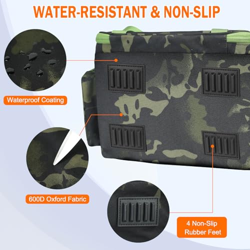 AYAMAYA Fishing Backpack, 40L Tackle Backpack with Rod Holders & 2 Tackle Trays, Large Water-resistant Fishing Bag Equipments - color: Camouflage, 2 Tackle Boxes