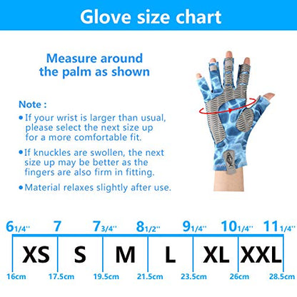 Palmyth UV Protection Fishing Fingerless Gloves UPF50+ Sun Gloves Men Women for Kayaking, Hiking, Paddling, Driving, Canoeing, Rowing - color: Water Wave, size: Small