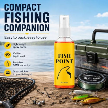 Concentrated Fish Attractant Liquid 80ml Lure Additive Fish Point Liquid | Fast-Acting Bait Additive for Lake River Stream Shore Boat Outdoor Trip Bass Trout Angler Dad Husband Boyfriend Men